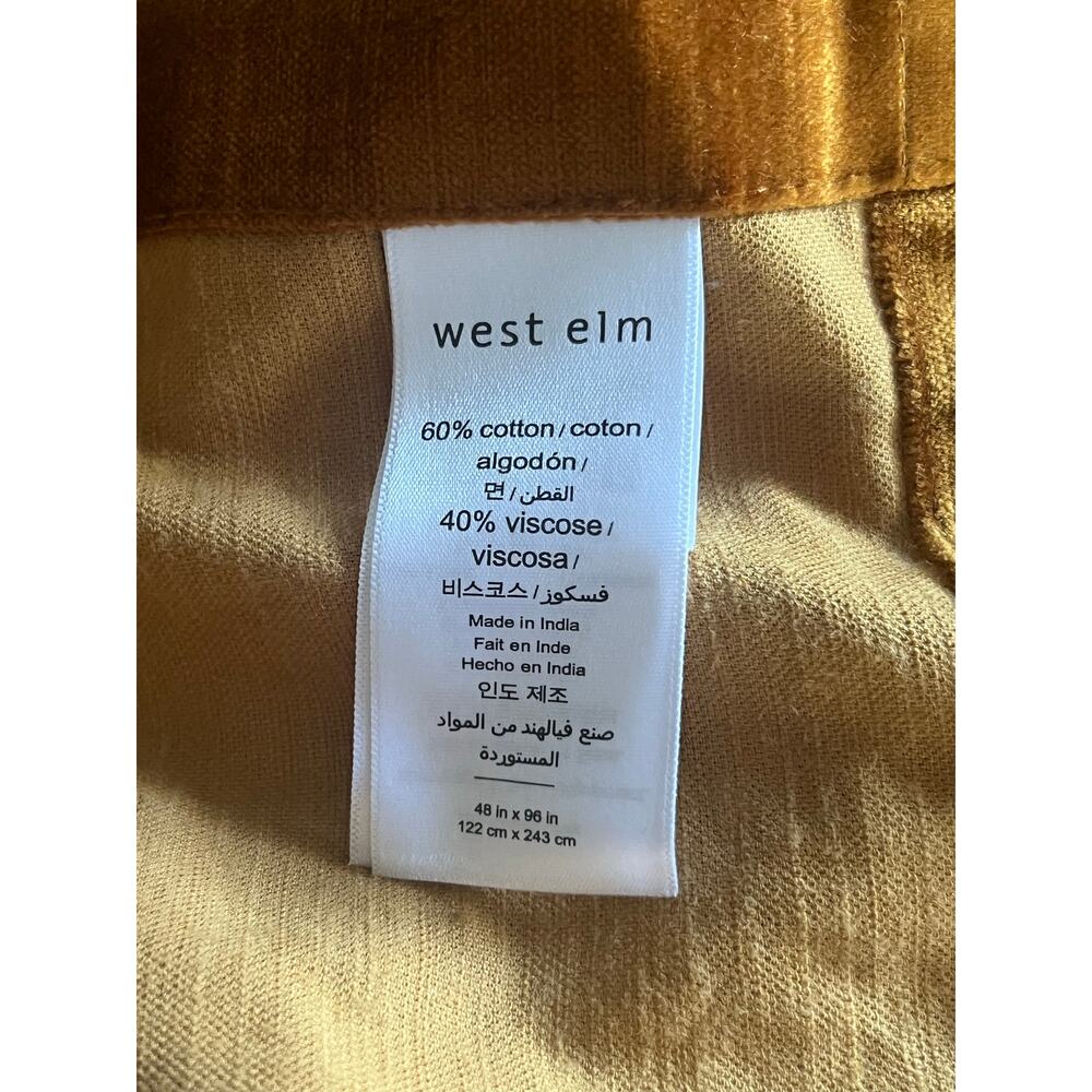 West Elm Luster Velvet Curtains Golden Oak Set of 2 48x96 - Picture 7 of 8